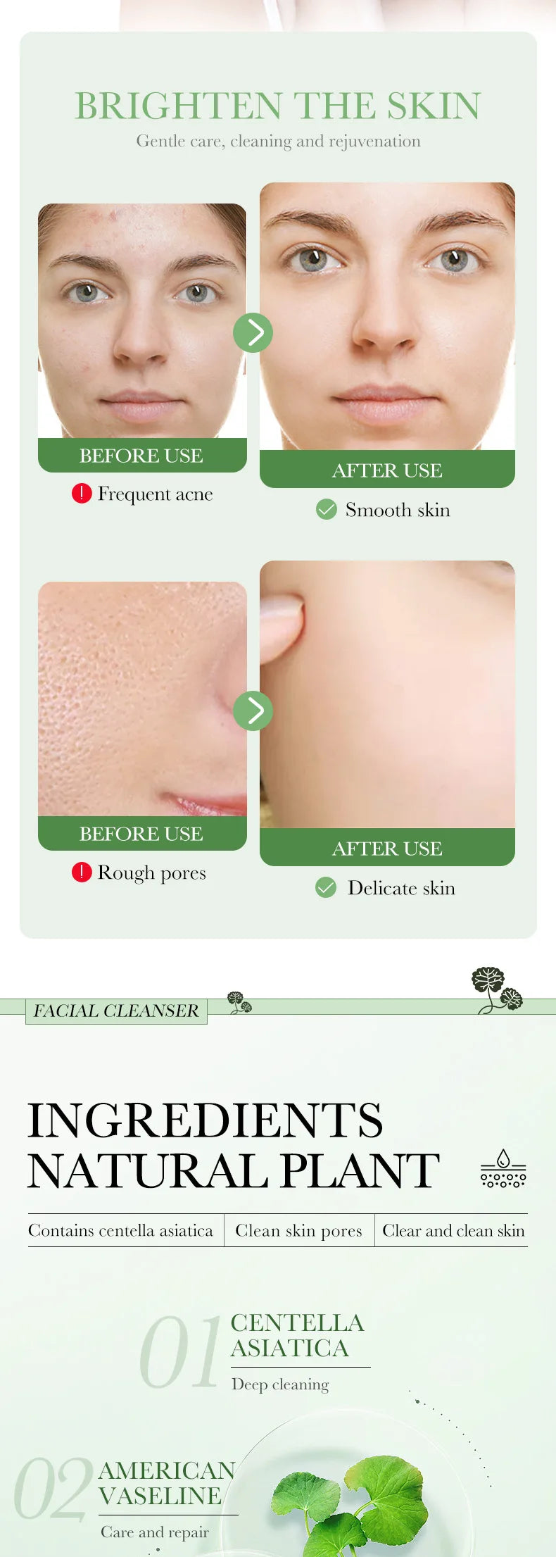 Glowraskin Centella Asiatica Soothing Cleanser — Deep Clean + Barrier Repair | 100g