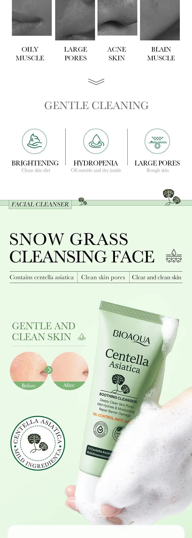 Glowraskin Centella Asiatica Soothing Cleanser — Deep Clean + Barrier Repair | 100g