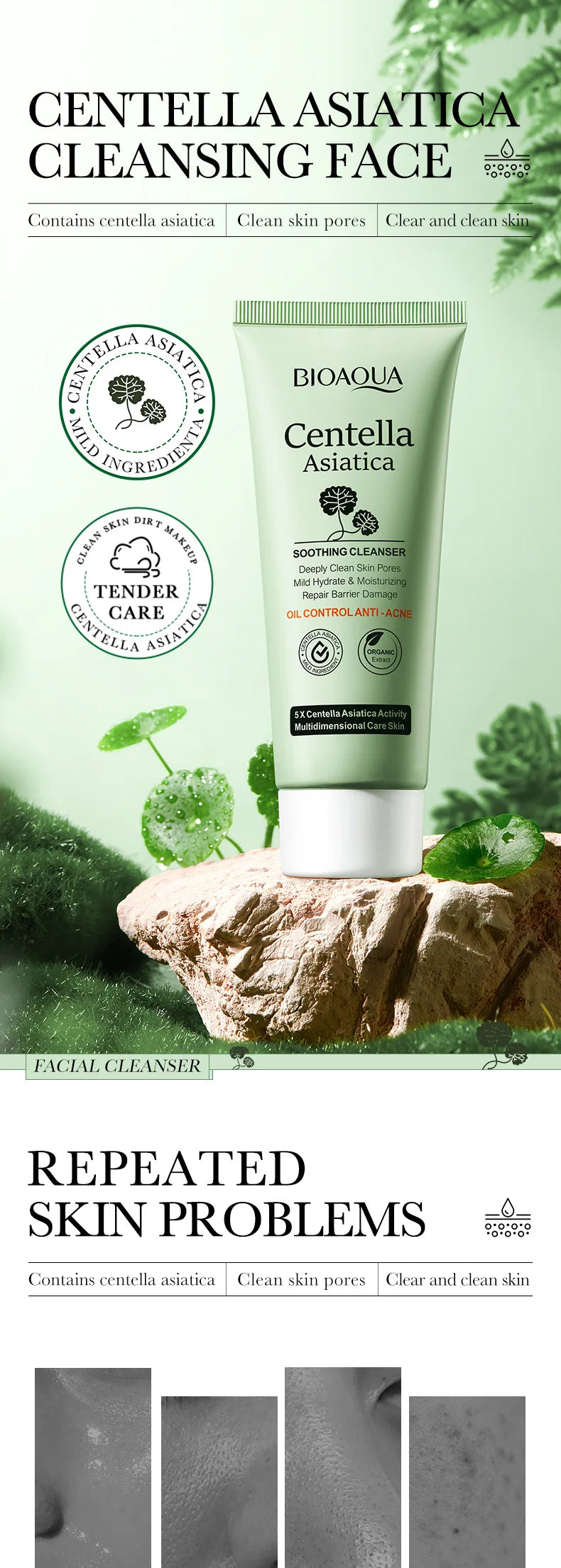 Glowraskin Centella Asiatica Soothing Cleanser — Deep Clean + Barrier Repair | 100g